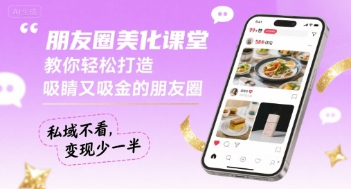 朋友圈美化课堂，教你轻松打造，吸睛又吸金的朋友圈，私域不看，变现少一半-冒泡网