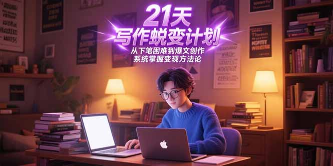 21天写作蜕变计划，从下笔困难到爆文创作，系统掌握变现方法论-冒泡网