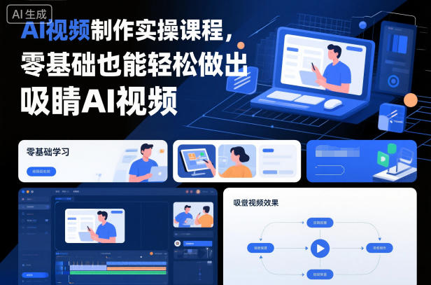 AI视频制作实操课程，零基础也能轻松做出吸睛AI视频-冒泡网