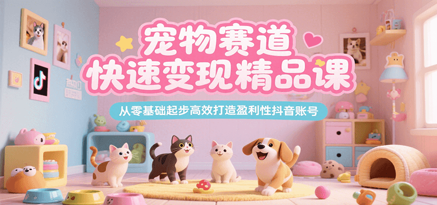 宠物赛道快速变现精品课，从零基础起步高效打造盈利性抖音账号-冒泡网