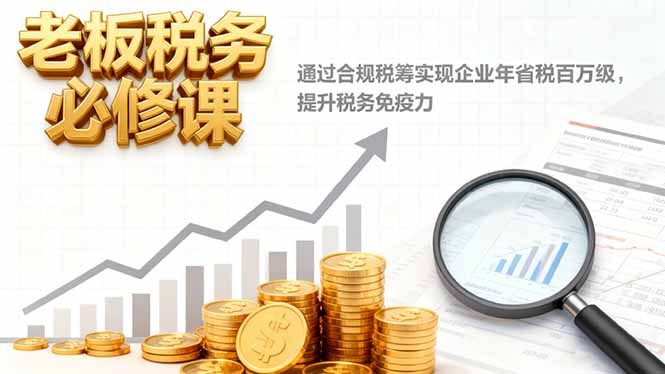 老板税务必修课，通过合规税筹实现企业年省税百万级，提升税务免疫力-冒泡网