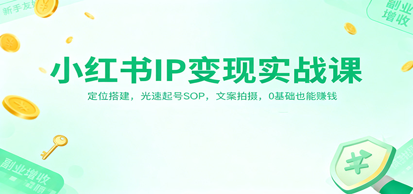 小红书IP变现实战课：定位搭建，光速起号SOP，文案拍摄，0基础也能赚钱-冒泡网