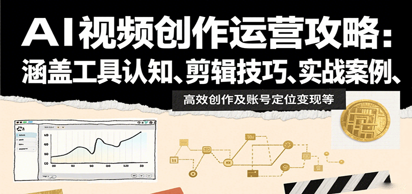 AI视频创作运营攻略：涵盖工具认知、剪辑技巧、实战案例、高效创作及账号定位变现等-冒泡网