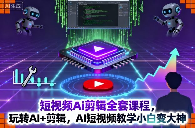 短视频Ai剪辑全套课程，玩转AI+剪辑，AI短视频教学小白变大神-冒泡网