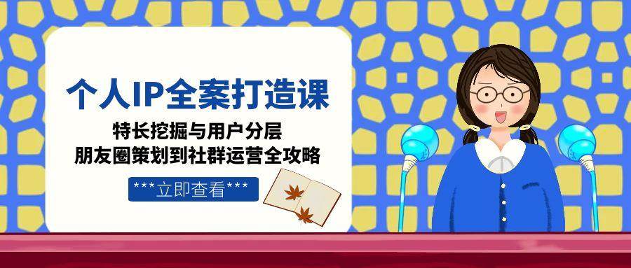 个人IP全案打造课，特长挖掘与用户分层，朋友圈策划到社群运营全攻略-冒泡网