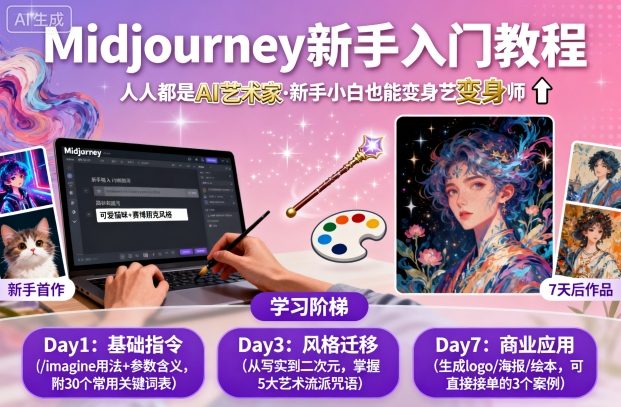 midjourney新手入门教程：人人都是AI艺术家，新手小白也能变身艺术大师-冒泡网