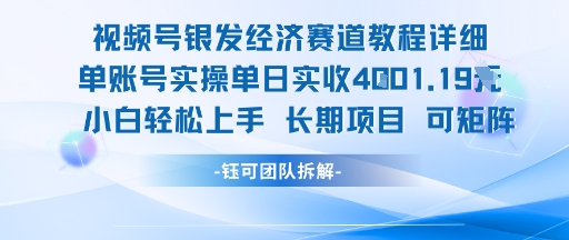 视频号银发经济赛道单账号实操单日实收1k+，小白轻松上手长期项目-冒泡网