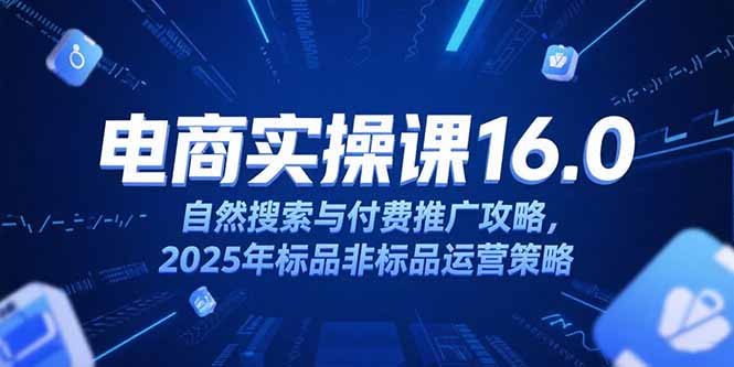 淘宝电商运营课16.0，自然搜索与付费推广攻略，2025年标品非标品运营策略-冒泡网