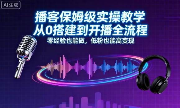 播客保姆级实操教学，从0搭建到开播全流程，零经验也能做，低粉也能高变现-冒泡网
