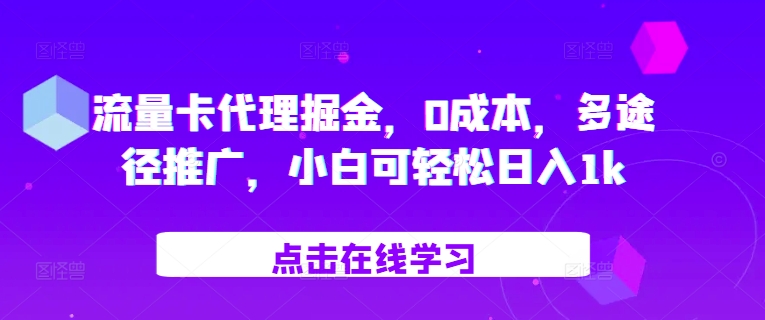 流量卡代理掘金，0成本，多途径推广，小白可轻松日入1k-冒泡网