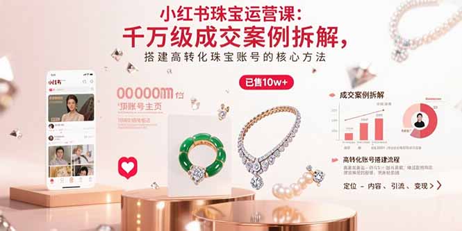 小红书珠宝运营课：千万级成交案例拆解，搭建高转化珠宝账号的核心方法-冒泡网