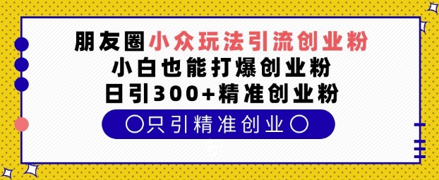 朋友圈小众玩法引流创业粉，小白也能打爆创业粉，日引300+精准创业粉【揭秘】-冒泡网