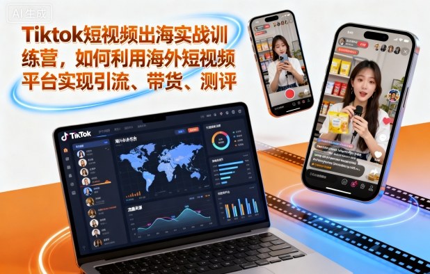 Tiktok短视频出海实战训练营，如何利用海外短视频平台实现引流、带货、测评-冒泡网