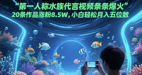 第一人称水族代言视频条条爆火，20条作品涨粉8.5W，小白轻松月入五位数-冒泡网