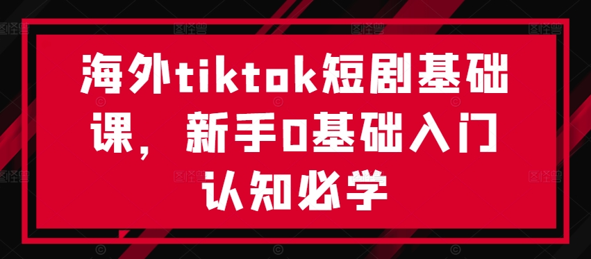 海外tiktok短剧基础课，新手0基础入门认知必学-冒泡网