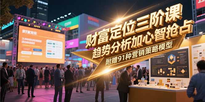 财富定位三阶课，趋势分析加心智抢占，附赠91种营销策略模型-冒泡网