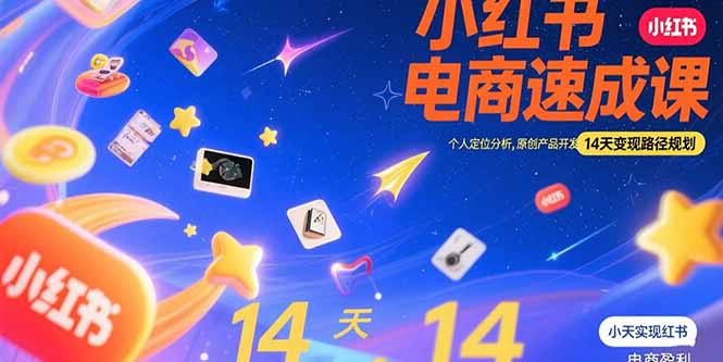 小红书虚拟电商速成课：个人定位分析，原创产品开发，14天变现路径规划-冒泡网