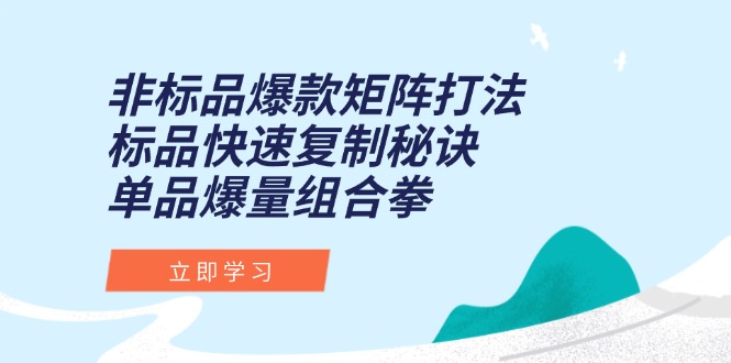 非标品爆款矩阵打法，标品快速复制秘诀，单品爆量组合拳-冒泡网