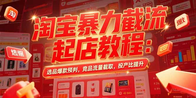 淘宝暴力截流起店教程：选品爆款预判，竞品流量截取，投产比提升-冒泡网