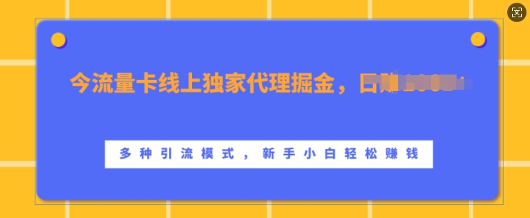 流量卡线上独家代理掘金，日入1k+ ，多种引流模式，新手小白轻松上手【揭秘】-冒泡网