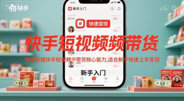 快手短视频带货，快速掌握快手短视频带货核心能力，适合新手快速上手变现-冒泡网