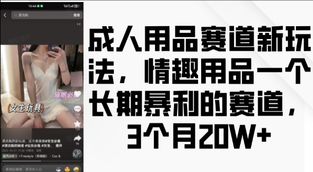 成人用品赛道新玩法，情趣用品一个长期暴利的赛道，3个月收益20个【揭秘】-冒泡网