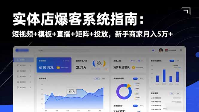 实体店爆客系统指南：短视频+模板+直播+矩阵+投放，新手商家月入5万+-冒泡网