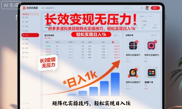 长效变现无压力！拼多多虚拟类目矩阵化实操技巧，轻松实现日入1k【揭秘】-冒泡网