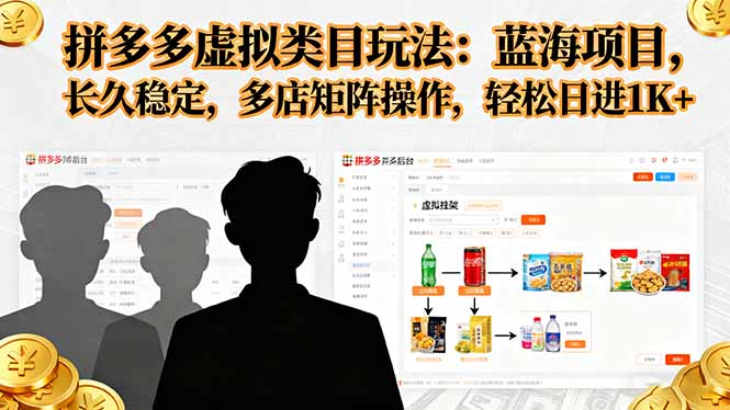 拼多多虚拟类目玩法，蓝海项目，长久稳定，多店矩阵操作，轻松日进1K+-冒泡网