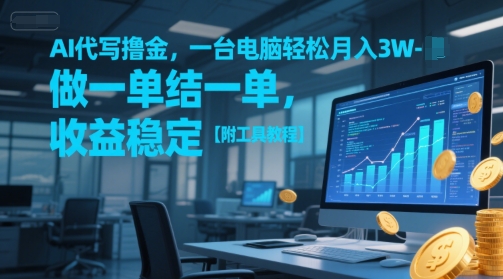 AI代写撸金，一台电脑轻松月入1-3W，做一单结一单，收益稳定【附工具教程】-冒泡网