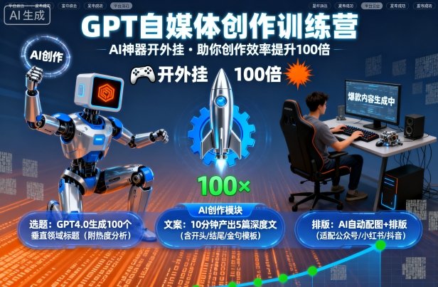 GPT自媒体创作训练营：AI神器开外挂，助你创作效率提升100倍-冒泡网