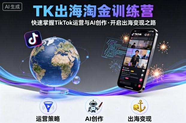 TK出海淘金训练营，助你快速掌握TikTok运营与AI创作，开启出海变现之路-冒泡网