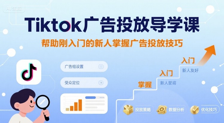 Tiktok广告投放导学课，帮助刚入门的新人掌握广告投放技巧-冒泡网