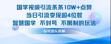 国学视频引流条条10W+点赞当日引流变现超4位数-冒泡网