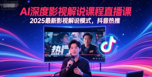 AI深度影视解说课程直播课，2025最新影视解说模式，抖音热推-冒泡网