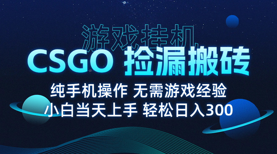 8月最新游戏搬砖，CSGO纯挂机，不需要玩游戏，实现真挂机，月入1W+-冒泡网
