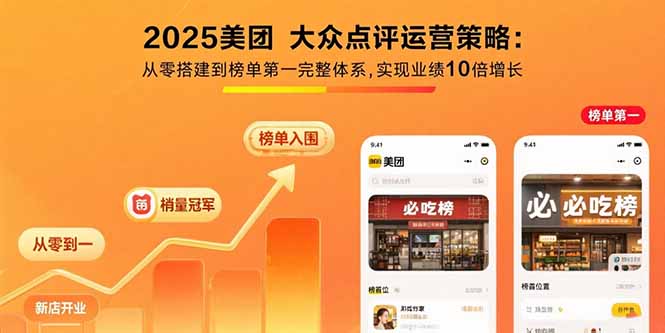 2025美团 大众点评运营策略:从零搭建到榜单第一完整体系,实现业绩10倍增长-冒泡网