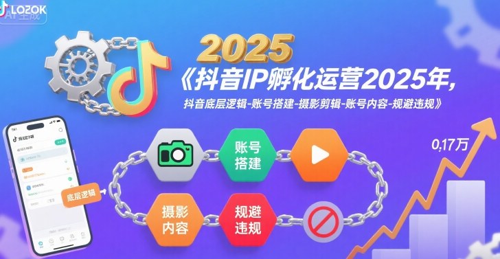 抖音IP孵化运营2025年，抖音底层逻辑-账号搭建-摄影剪辑-账号内容-规避违规-冒泡网