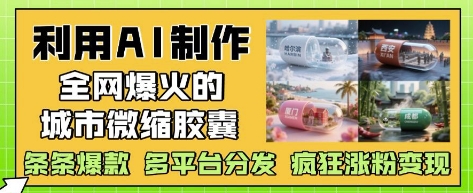 利用AI制作全网爆火的城市微缩胶囊，条条爆款， 多平台分发，疯狂涨粉变现-冒泡网