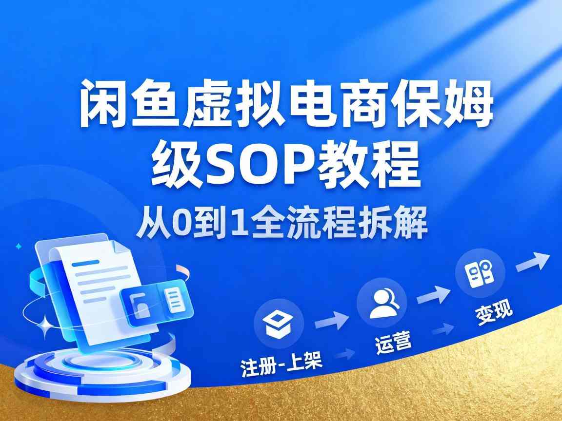 闲鱼虚拟电商，月入轻松过1W，保姆级SOP教程-冒泡网