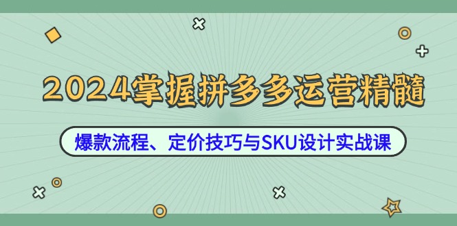 2024掌握拼多多运营精髓：爆款流程、定价技巧与SKU设计实战课-冒泡网