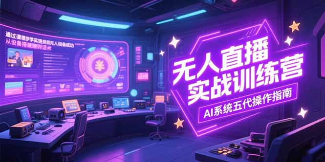 无人直播实操训练营，从设备搭建到话术，AI系统五代操作指南(7月更新-冒泡网