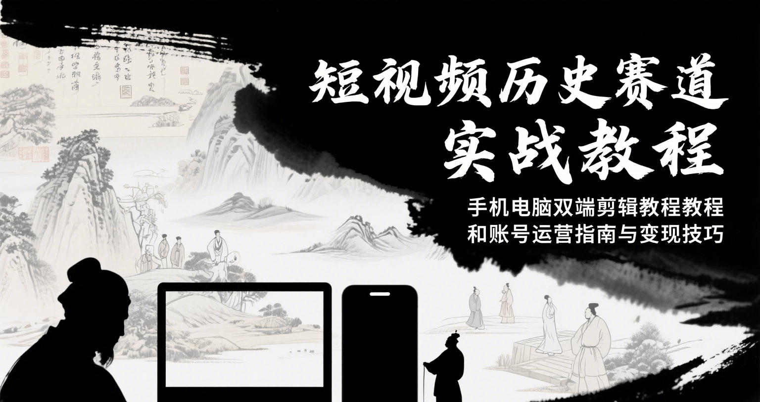 短视频历史赛道实战教程，手机电脑双端剪辑教程和账号运营指南与变现技巧-冒泡网