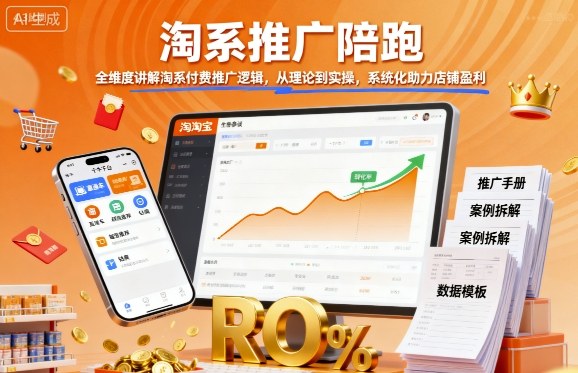 淘系推广陪跑，全维度讲解淘系付费推广逻辑，从理论到实操，系统化助力店铺盈利-冒泡网