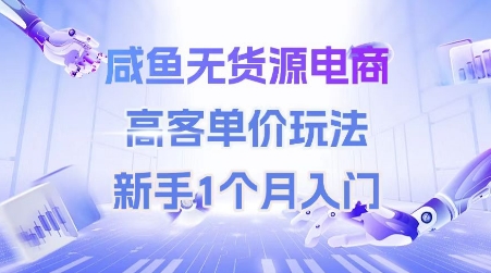 咸鱼无货源电商，高客单价玩法，新手1个月入门-冒泡网