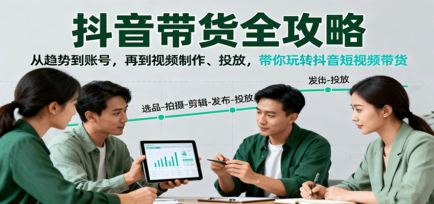 抖音带货全攻略：从趋势到账号，再到视频制作、投放，带你玩转抖音短视频带货-冒泡网