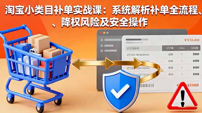 淘宝小类目补单实战课：系统解析补单全流程、降权风险及安全操作-冒泡网