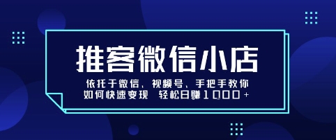推客微信小店依托于微信、视频号，手把手教你如何快速变现 轻松日入1k+【揭秘】-冒泡网