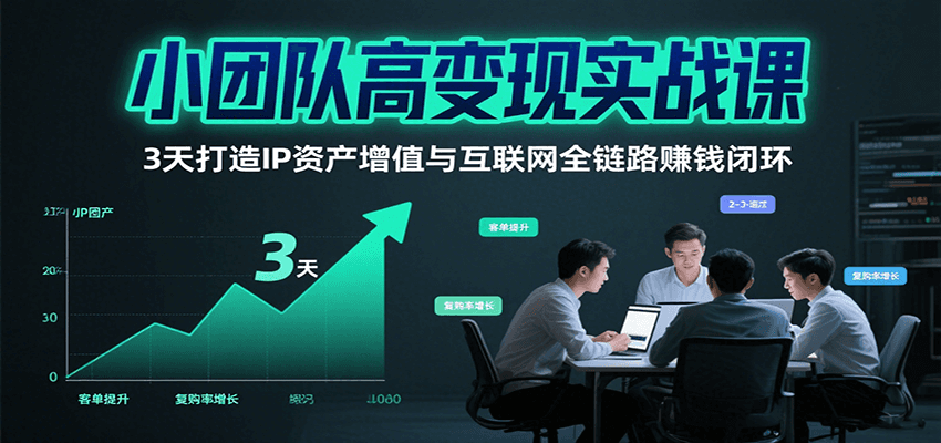 小团队高变现实战课，3天打造IP资产增值与互联网全链路赚钱闭环(第二期)-冒泡网