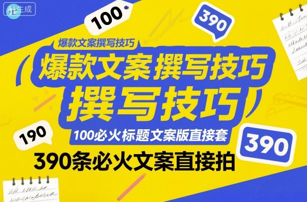 爆款文案撰写技巧，100个必火标题文案模版直接套，390条必火文案直接拍-冒泡网
